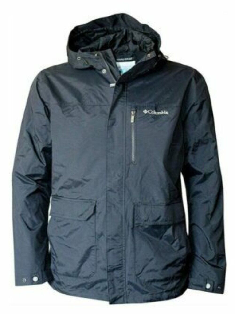 Columbia Omni-Tech Rain Jacket Mens S Gray Hooded Waterproof Shell Mesh Lined .